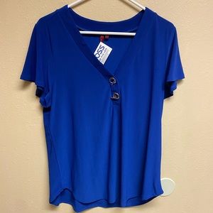 Blue v-neck blouse
